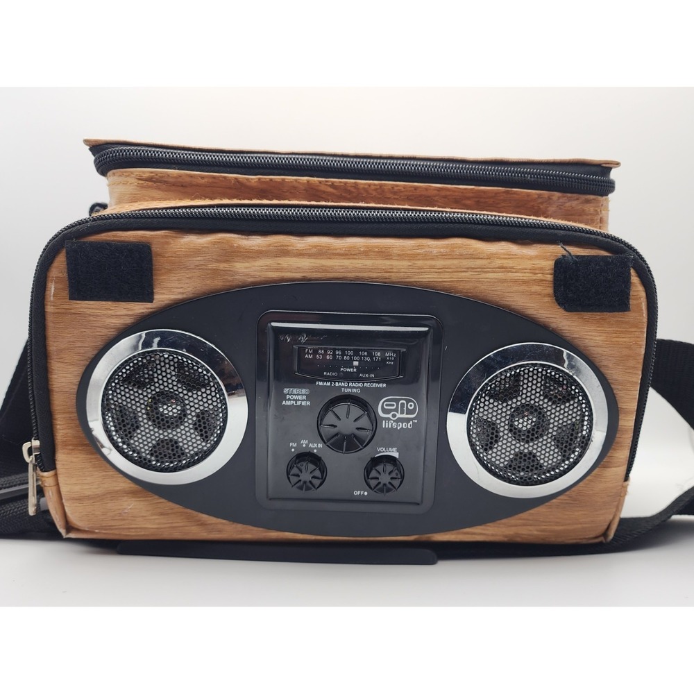 Life pod Classic AM/FM‎ Stereo AUX Cooler Party Beach  Retro Bag Brown